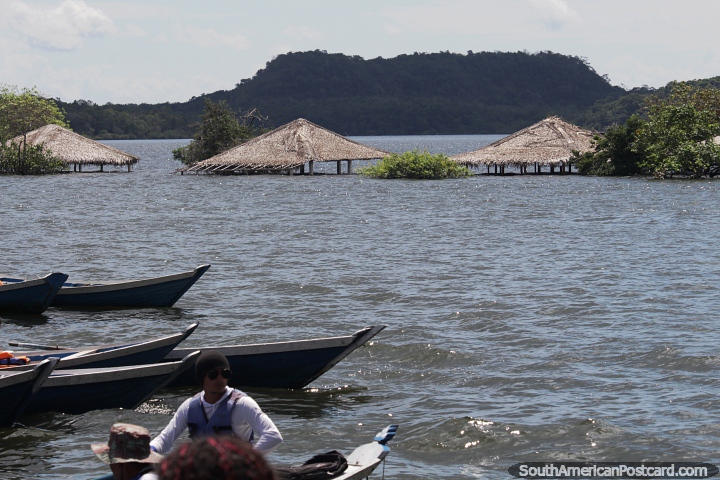 La playa de la isla est bajo el agua porque el ro est alto en julio en Alter do Chao. (720x480px). Brasil, Sudamerica.