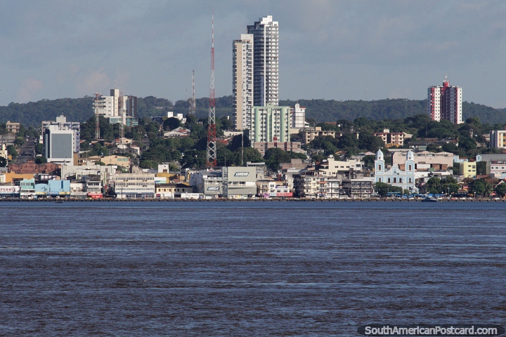 City of Santarem with the blue cathedral down on the Amazon riverfront. (720x480px). Brazil, South America.
