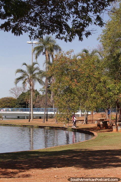 Sit and walk beside the water at Dona Sarah Kubitschek Park in Brasilia. (480x720px). Brazil, South America.