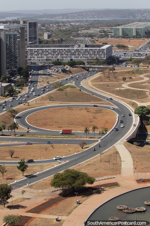 Brasilia is built for cars, the walk is long. (480x720px). Brazil, South America.