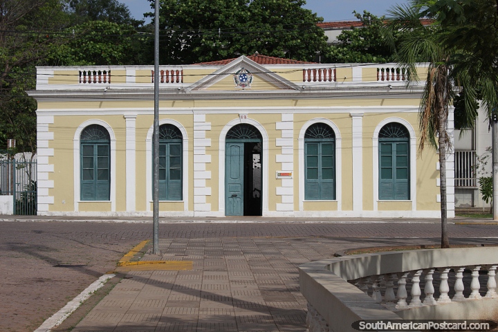 Historic building (IPHAN) with arched windows and doors (1896) in Corumba. (720x480px). Brazil, South America.
