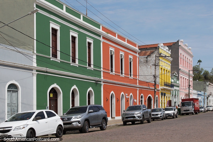 Historic buildings along the main street in front of the river in Corumba. (720x480px). Brazil, South America.