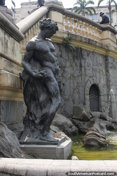 Bronze-work and fountain in Sao Paulo. (480x720px). Brazil, South America.