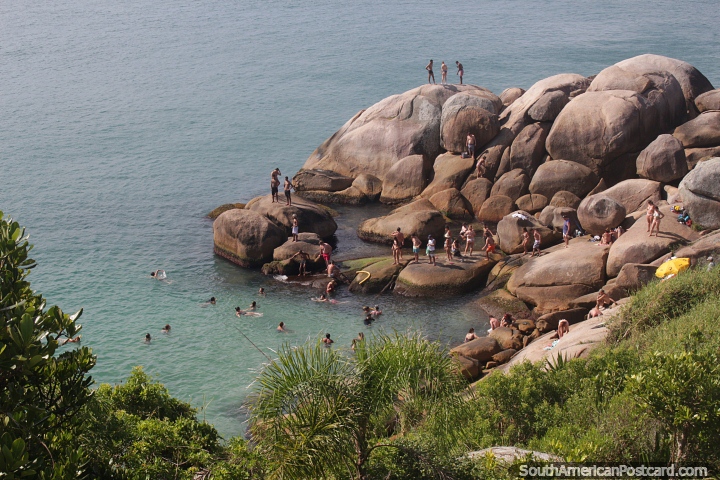 Natural Pools of Barra da Lagoa with large boulders, Florianopolis. (720x480px). Brazil, South America.