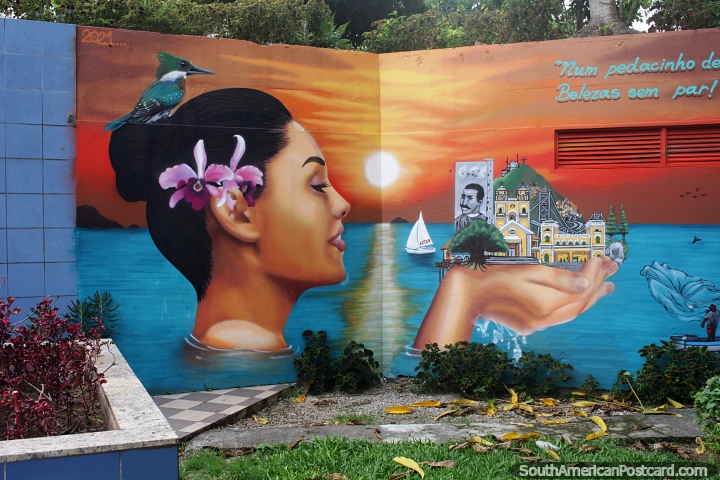 Mural featuring some of the sights of Florianopolis. (720x480px). Brazil, South America.