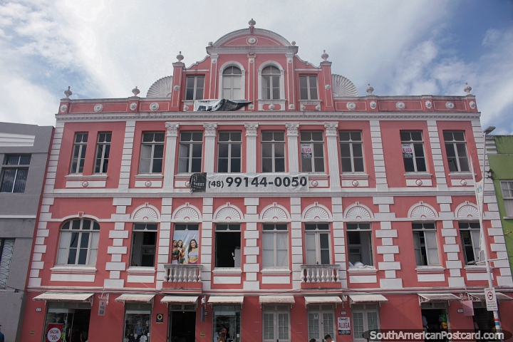Old historic pink building down near the waterfront area in Florianopolis. (720x480px). Brazil, South America.