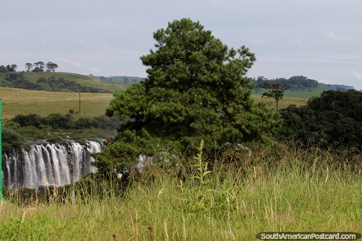 Salto Caveiras Waterfall and surrounding countryside in Lages. (720x480px). Brazil, South America.