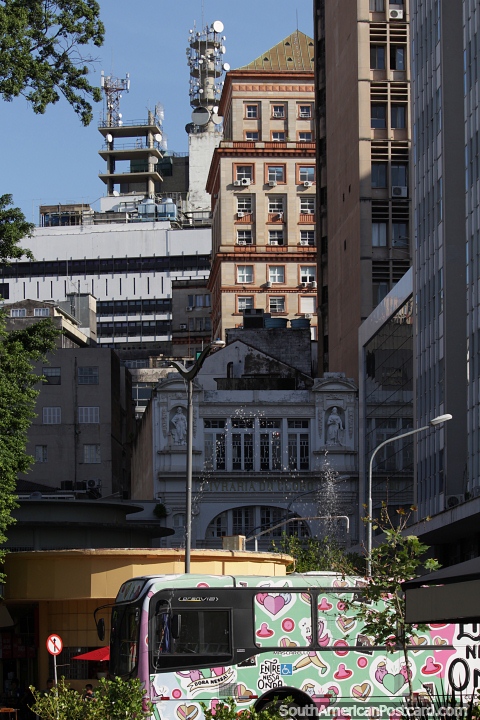 Buildings in downtown Porto Alegre with various phases of the city's architecture. (480x720px). Brazil, South America.