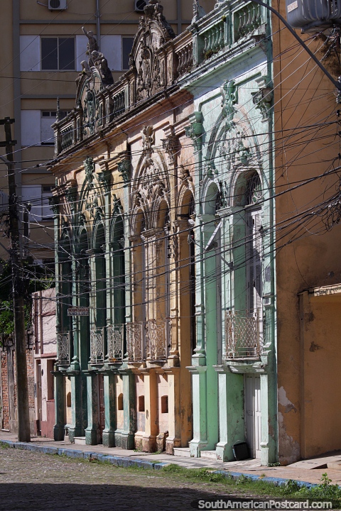 Row of old art-deco buildings in Rio Grande. (480x720px). Brazil, South America.