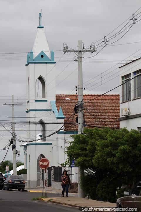 Hospital and church in Rosario do Sul. (480x720px). Brazil, South America.