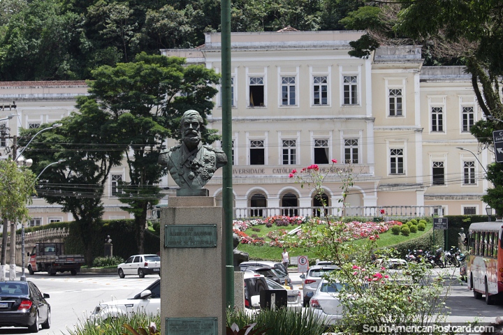 Bust of Admiral Barroso and the Catholic University in Petropolis. (720x480px). Brazil, South America.