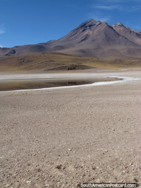 Another view of Miscanti Lagoon from the pathway at San Pedro de Atacama. (480x640px). Chile, South America.