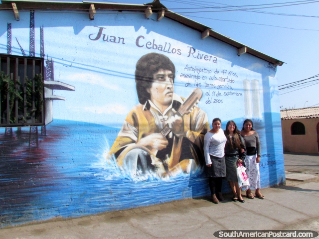 Juan Ceballos Rivera, a musician, mural in Antofagasta. (640x480px). Chile, South America.