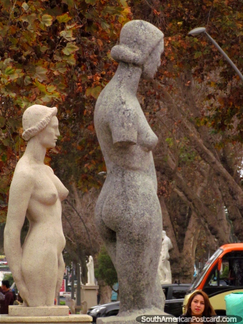 Naked statues along Avenida Francisco de Aguirre in La Serena. (480x640px). Chile, South America.