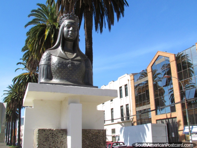 Isabella the Catholic (1451-1504) bust in Valparaiso, Queen. (640x480px). Chile, South America.