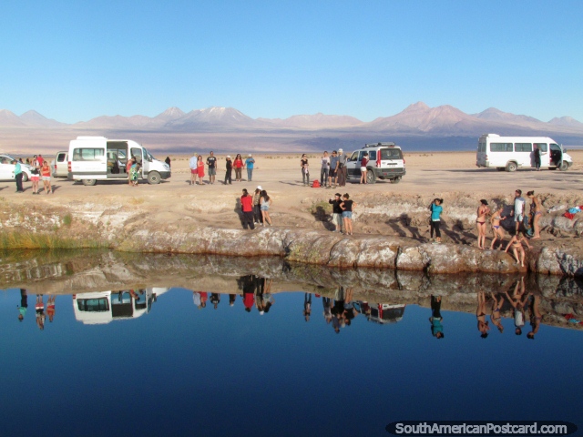 Veo dos veces, todo reflexiona en las charcas en San Pedro de Atacama. (640x480px). Chile, Sudamerica.