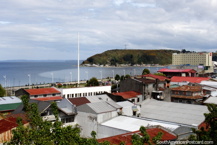 View of the headland and seafront in Puerto Montt. (720x480px). Chile, South America.