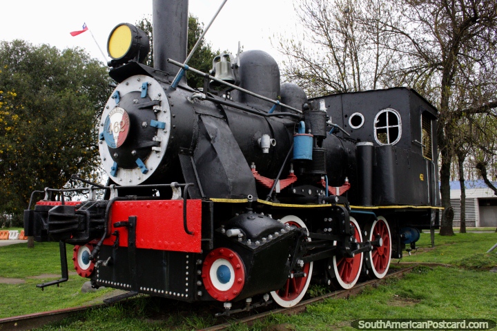 La Choca, um trem fez em Hanôver a Alemanha em 1910 no monitor em Osorno. (720x480px). Chile, América do Sul.