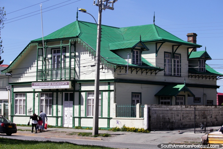 Music Conservatory of the University of Magallanes in Punta Arenas, huge old wooden building. (720x480px). Chile, South America.
