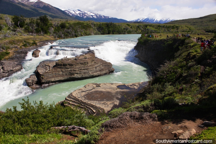 Looking upriver at the amazing Paine River Waterfall at Torres del Paine. (720x480px). Chile, South America.