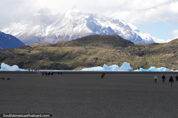 The huge open beach at Glacier Grey at Torres del Paine National Park. (720x480px). Chile, South America.