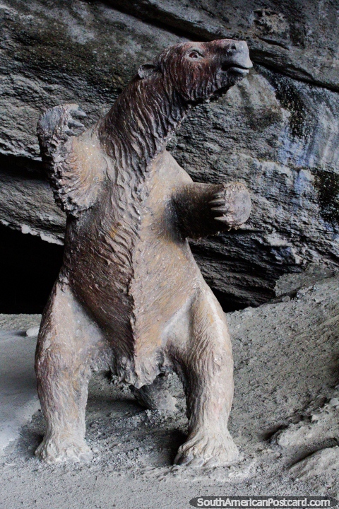 Huge sloth lived until 10,000yrs ago, see his cave at the Milodon Caves at Torres del Paine. (480x720px). Chile, South America.