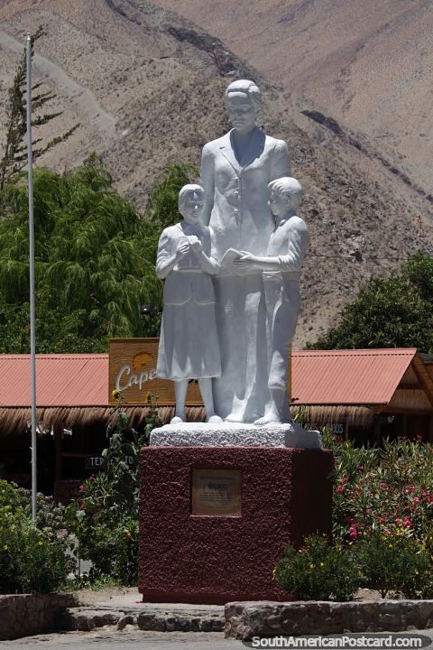 Gabriela Mistral (1889-1957), poet and educator, born in Montegrande in the Elqui Valley, monument. (480x720px). Chile, South America.