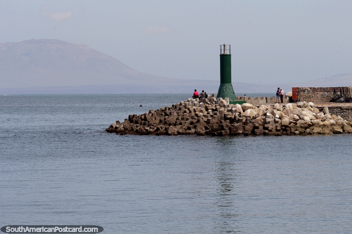 Green lighthouse around the port area and seafront in Antofagasta. (720x480px). Chile, South America.
