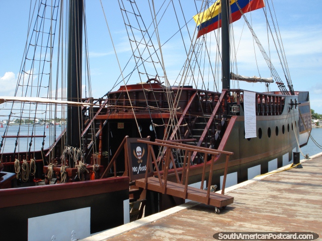 1 of 2 pirate ships docked in Cartagena, available for evening cruises. (640x480px). Colombia, South America.