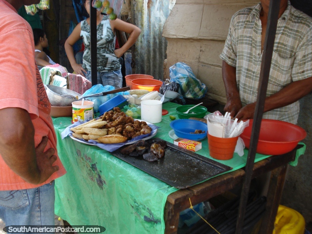 Empanadas served on the street in Magangue. (640x480px). Colombia, South America.