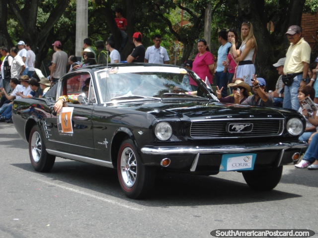 Classic black 1966 Ford at Feria de las Flores in Medellin. (640x480px). Colombia, South America.