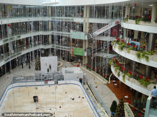 The inside of Santa Fe Mall at Christmas time in Medellin. (640x480px). Colombia, South America.