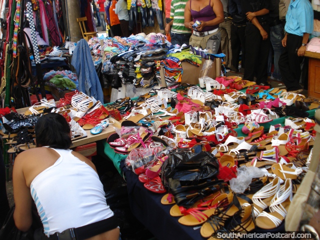Women's shoes for sale at the Bucaramanga markets. (640x480px). Colombia, South America.