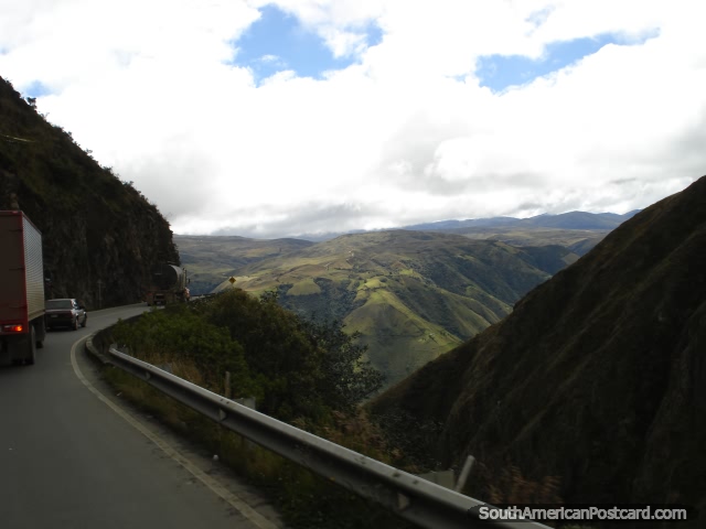 The road from Bucaramanga to Cucuta is cut into the rocky hills. (640x480px). Colombia, South America.