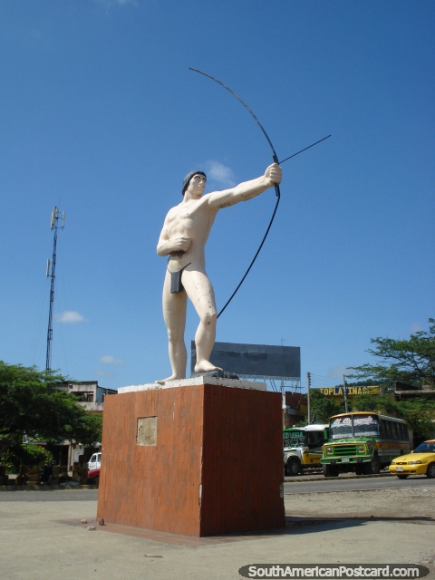 Monument of man with bow and arrow in Cucuta. (480x640px). Colombia, South America.