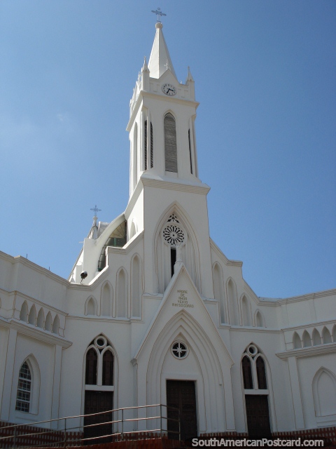 Iglesia Perpetuo Socorro, white church in Cucuta. (480x640px). Colombia, South America.