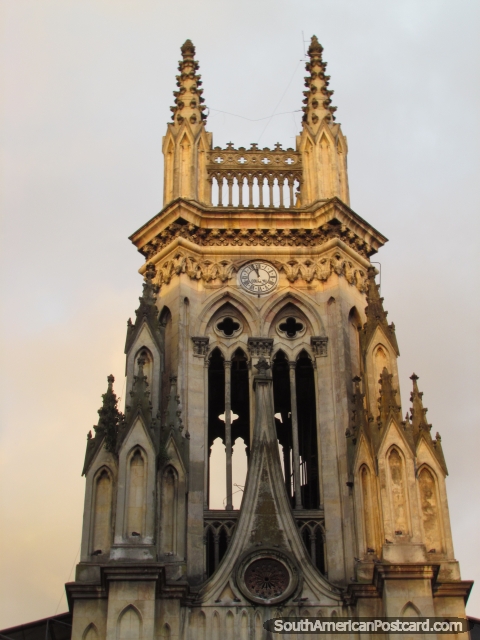 Church tower in Bogota, sanctuary built in 1875 in neo-Gothic style. (480x640px). Colombia, South America.