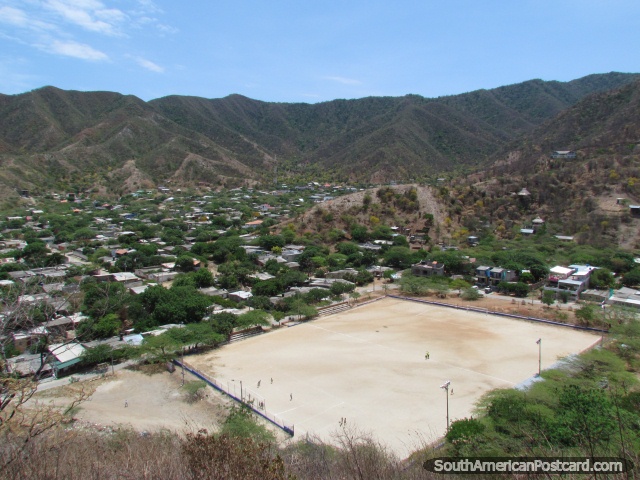 The great soccer pitch and stadium in Taganga. (640x480px). Colombia, South America.