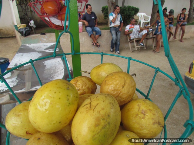 Maracuya exotic fruit makes a great cold juice in Taganga. (640x480px). Colombia, South America.