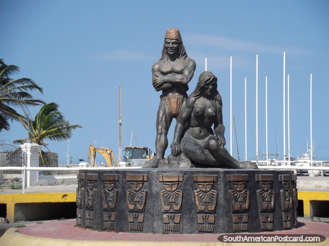 Tayrona monument at the west end of Santa Marta beach, male and female. (640x480px). Colombia, South America.