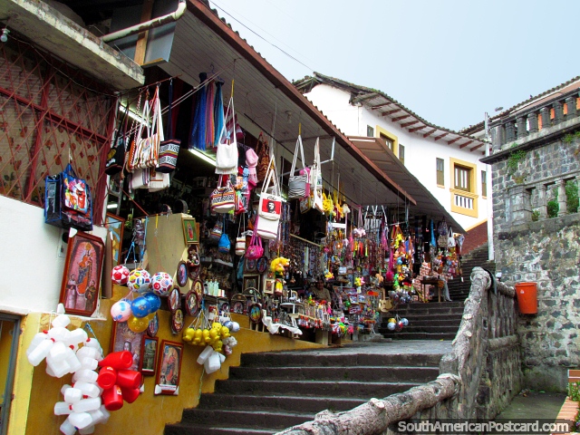 Souvenirs and toys for sale at Las Lajas in Ipiales. (640x480px). Colombia, South America.
