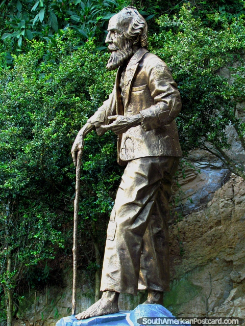 Manuel de Rivera, the blind man, monument at Las Lajas, Ipiales. (480x640px). Colombia, South America.
