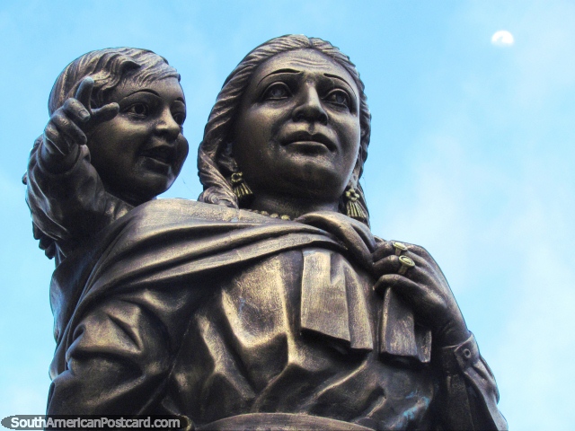 Maria Mueses de Quinones with her deaf-mute daughter Rosa, monument at Las Lajas in Ipiales. (640x480px). Colombia, South America.