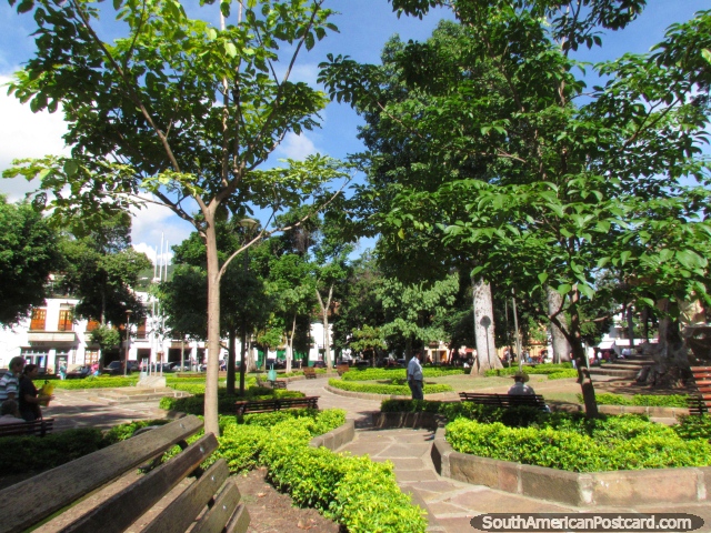 Park Parque La Libertad in the center of San Gil. (640x480px). Colombia, South America.