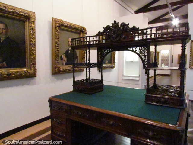 A writing desk and paintings at the National Museum in Bogota. (640x480px). Colombia, South America.