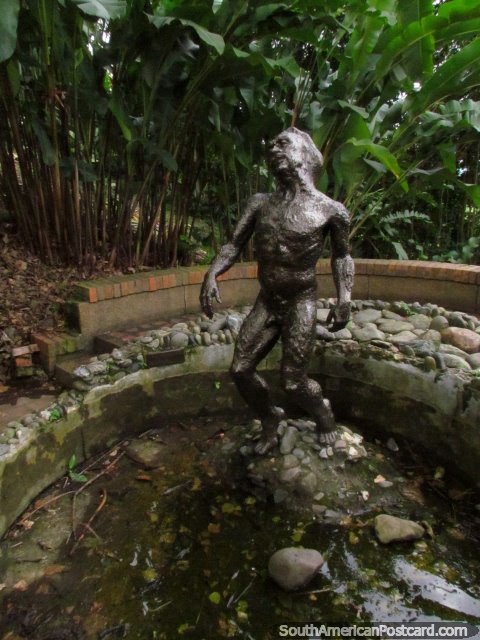 El Mohan, a spirit of the water, bronze figure at the Coffee Park in Armenia. (480x640px). Colombia, South America.