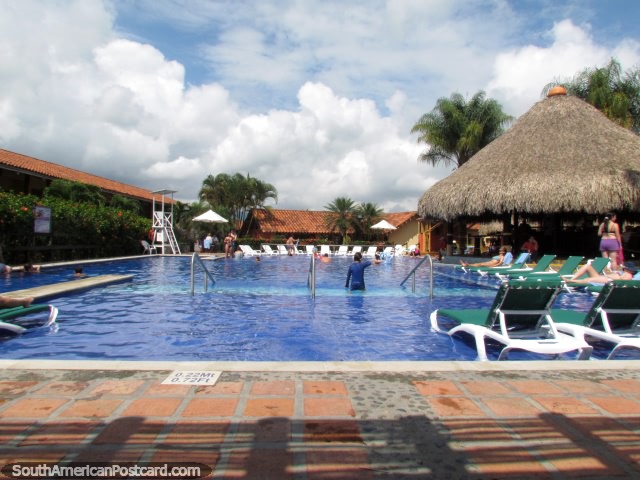 The big blue swimming pool at Decameron Panaca in Armenia. (640x480px). Colombia, South America.