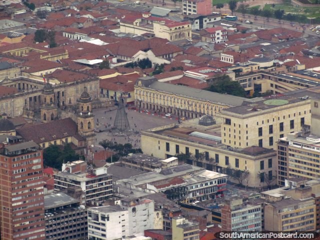 View of Plaza Bolivar from Cerro Monserrate in Bogota, 3170 meters above sea level. (640x480px). Colombia, South America.