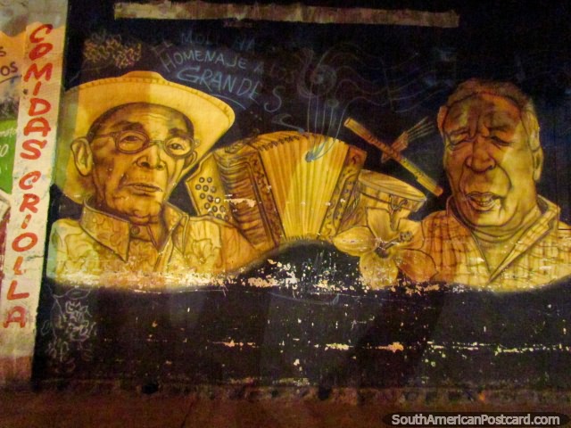 The kings of Vallenato music, a mural in Valledupar. (640x480px). Colombia, South America.