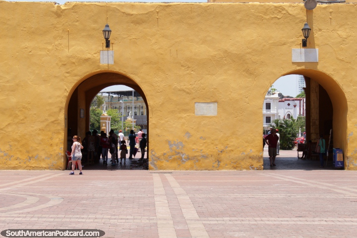 2 of the archways at the city gates in Cartagena, view from the inside. (720x480px). Colombia, South America.